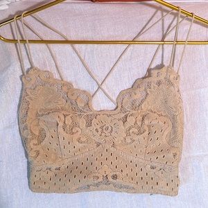 Free People Intimately Nude/ Tan Madonna Velvet Bralette NWOT